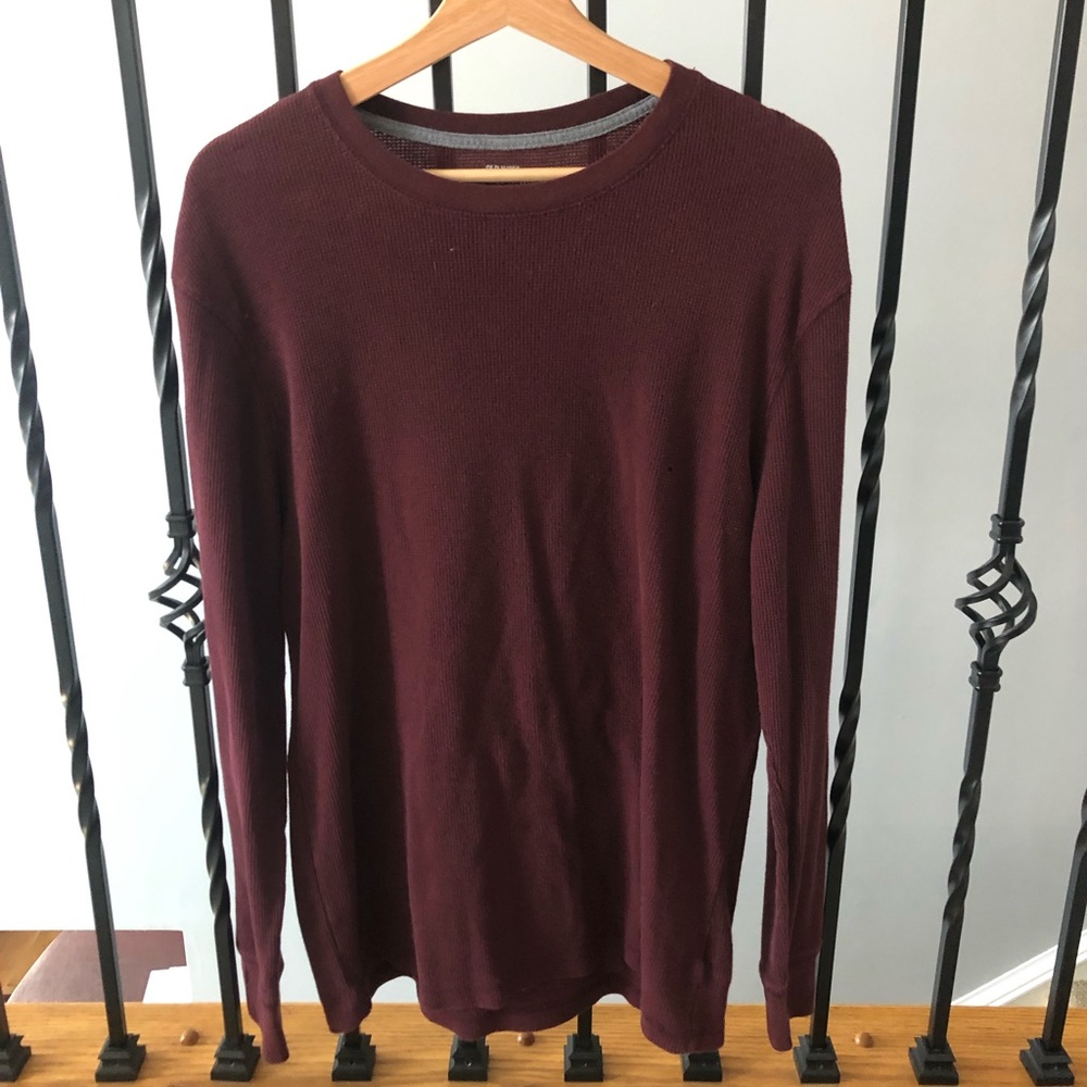 Old Navy Maroon Waffle Knit Thermal